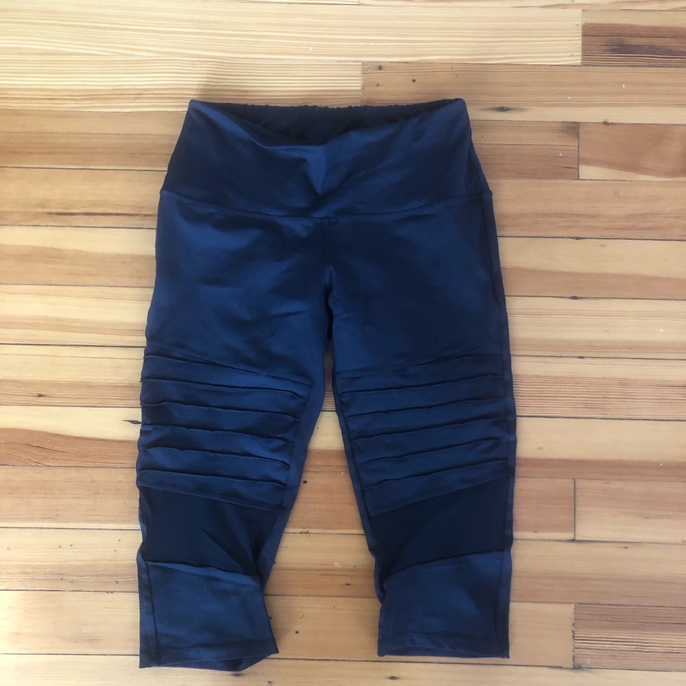 Black moto and mesh cropped leggings